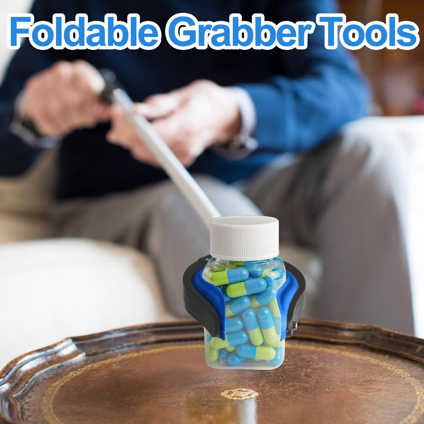 Tottist 12-Piece Heavy-Duty Trash Collection Tool - 32-Inch Lightweight Telescopic Grabber Ergonomic Handle, Non-Slip Grip | Multi-Purpose Mobility Aid for Seniors