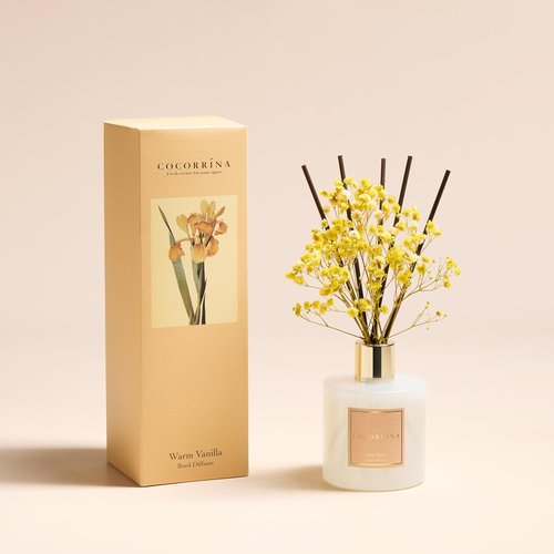 Cocorrína Reed Diffuser - Warm Vanilla Scented Home Fragrance | 8 Sticks for Elegant Bathroom Decor