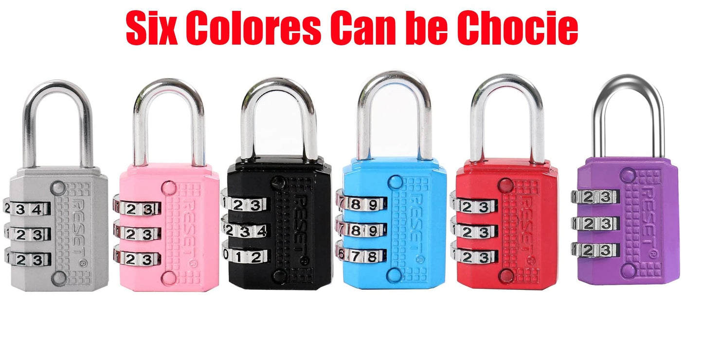 RESET-071 Mini Combination Lock, Small 3 Digit Padlock for Gym Locker, Travel Luggage Lock, Resettable No Key Lock for Backpack, Zipper, Suitcase, Sliver, 2 Pack