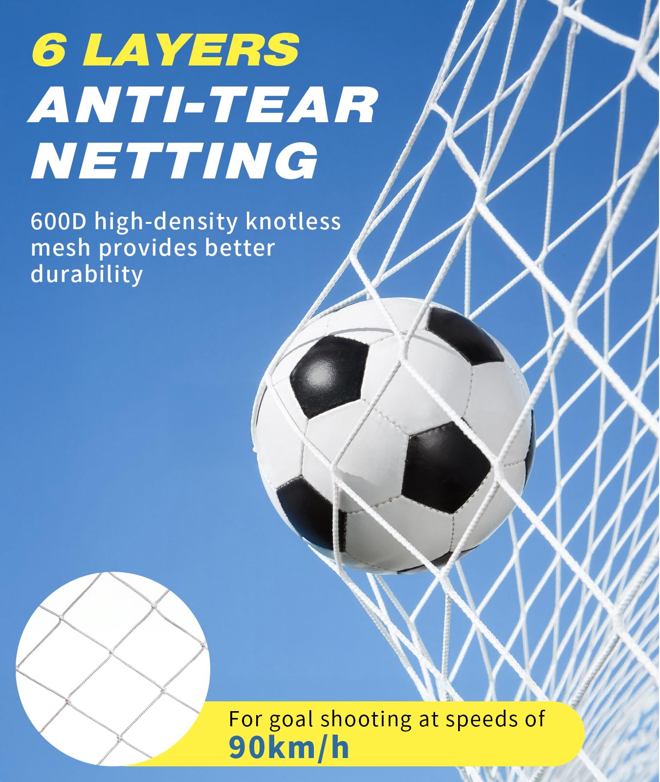 PodiuMax 16X7 FT Soccer Goal Target Net with 10 Highlighted Scoring Zones, Portable Soccer Field Equipment, Backyard Shooting Training Football Goal Net