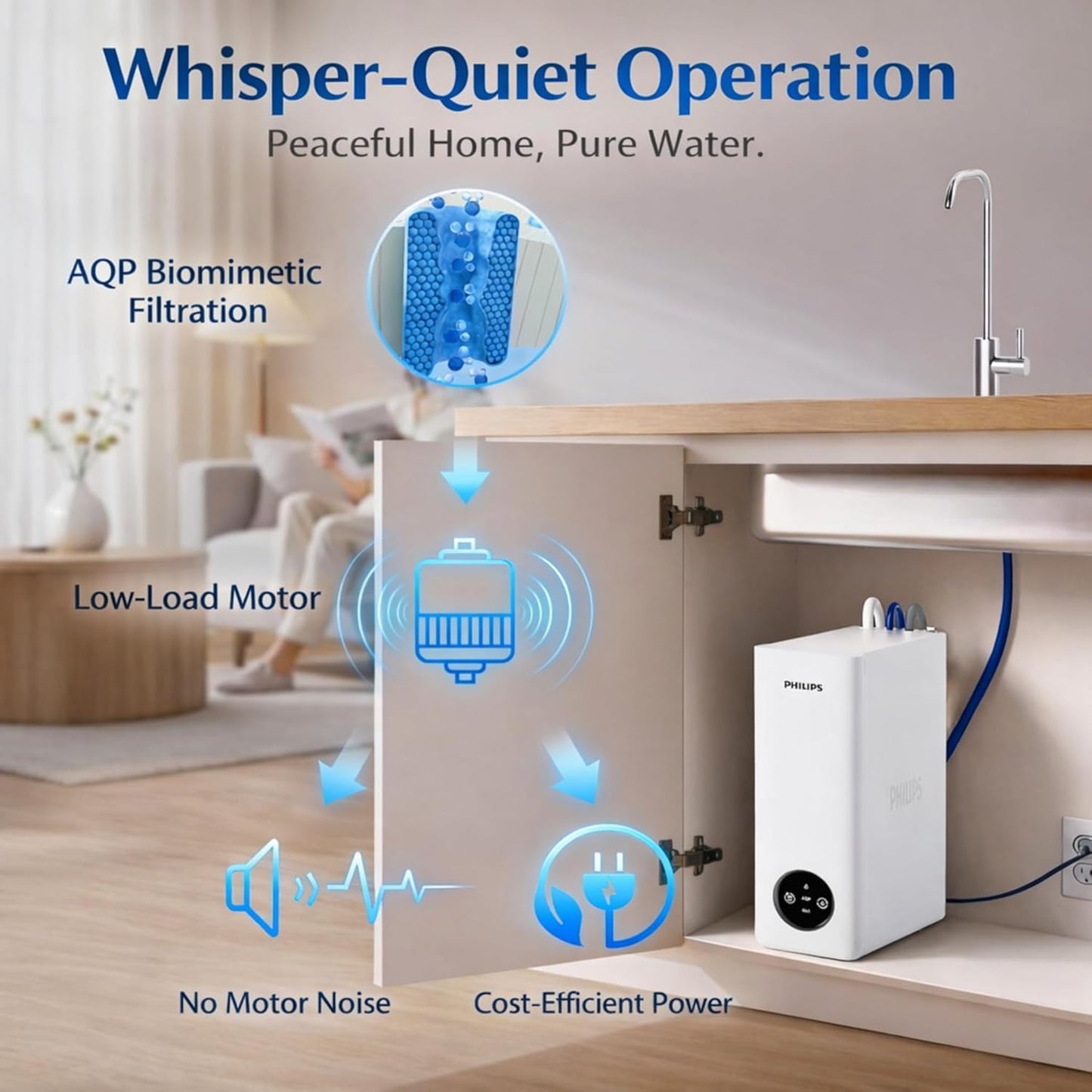 Philips AUT9360 Reverse Osmosis System, 600 GPD Under Sink Water Filter System, Tankless RO System, 2.3:1 Pure to Drain Water Filtration, Reduces TDS, NSF/ANSI 372 Certified with No Standing Water