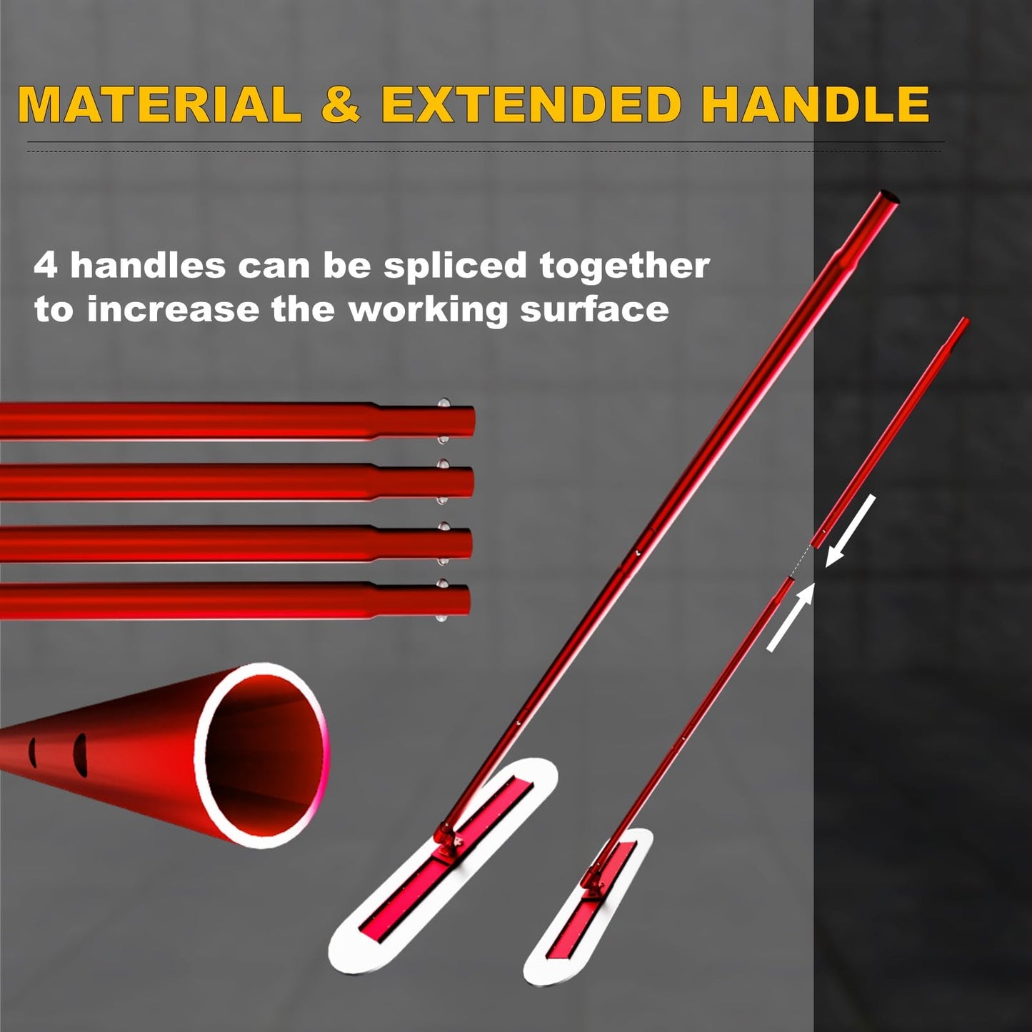 48" x 12" Concrete Bull Float Kit, Stainless Steel Round End Finishing Trowel with 57'' Adjustable Handle, Heavy Duty Concrete Smoothing Tool for Cement, Driveway, Patio
