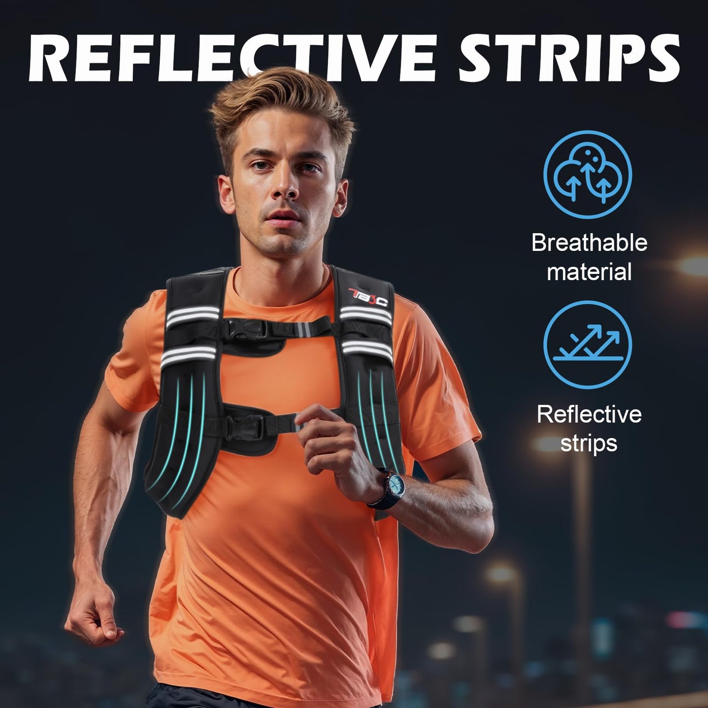 TB3C Weighted Vest Woman, 20 LB Womens Weight Vest for Walking, Strength Training Weight Vests for Men, Reflective Stripe Fitness Vest for Workout Running Jogging