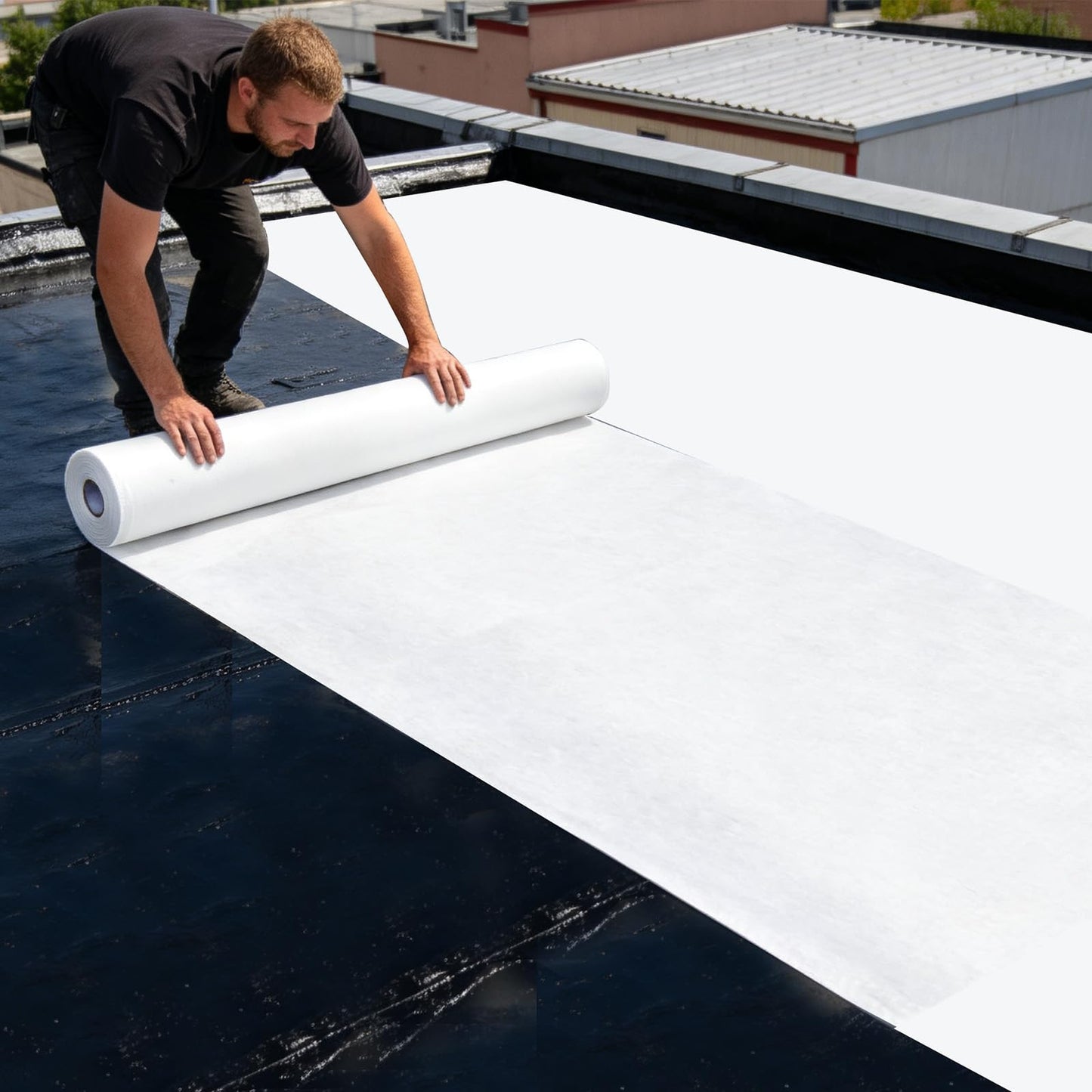 Contouring Polyester Roof Reinforcement Fabric, 40 Inch By 200ft Flexible Contour Roof Fabric Roofing Tool and Polyester Sealer to Reinforce Strength for Robust Structure