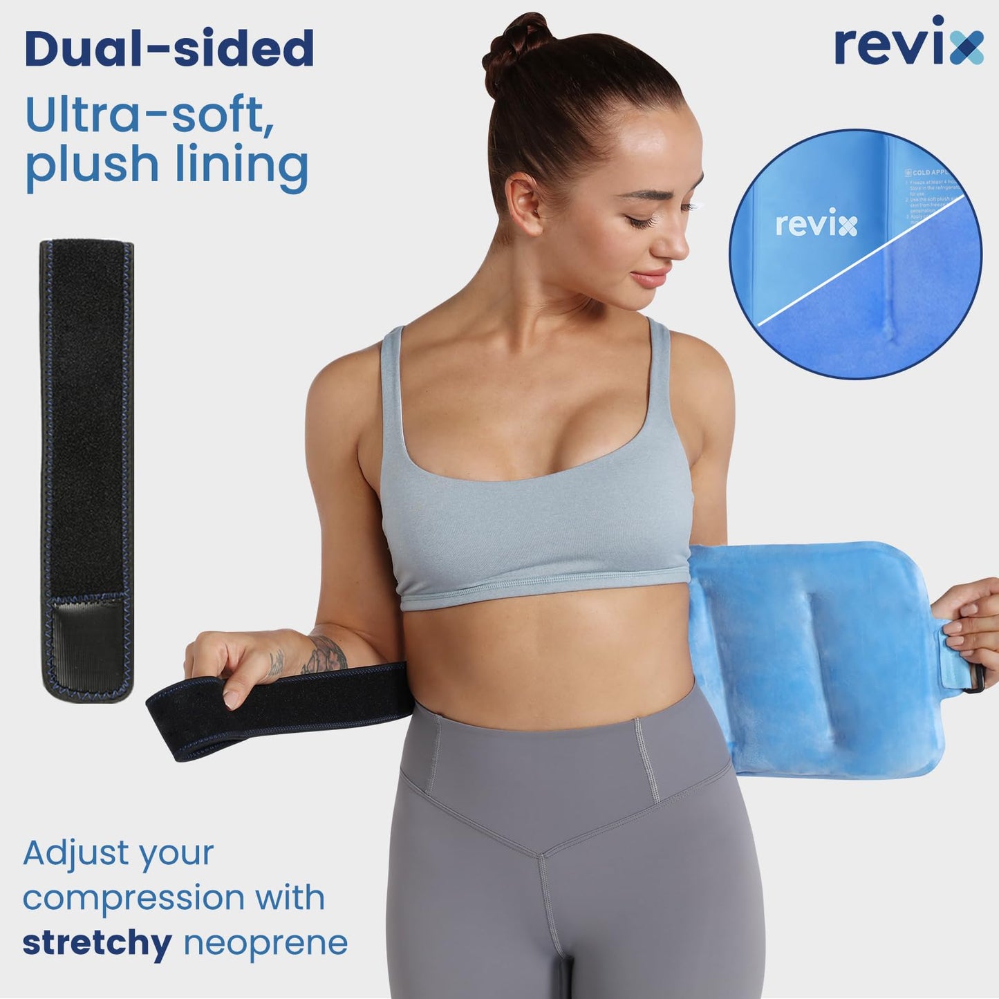 REVIX Ice Packs for Injuries Combo – 2 Packs of 10"x5" Hot Cold Gel Packs Reusable & 16"x9" Large Back Ice Pack, Flexible for Knees, Back, Shoulders, Arms and Legs, Care Package for Women and Men