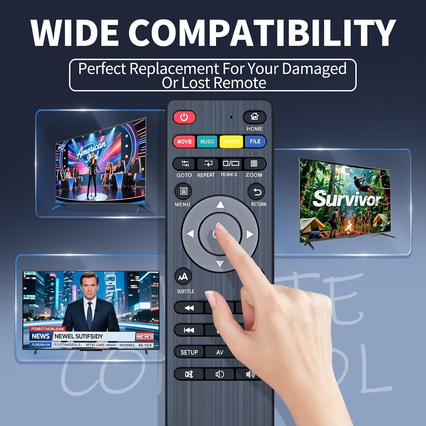 FQOUG 1080P Replacement Remote Control Compatible with NEUMI Atom Full-HD Digital Media Player