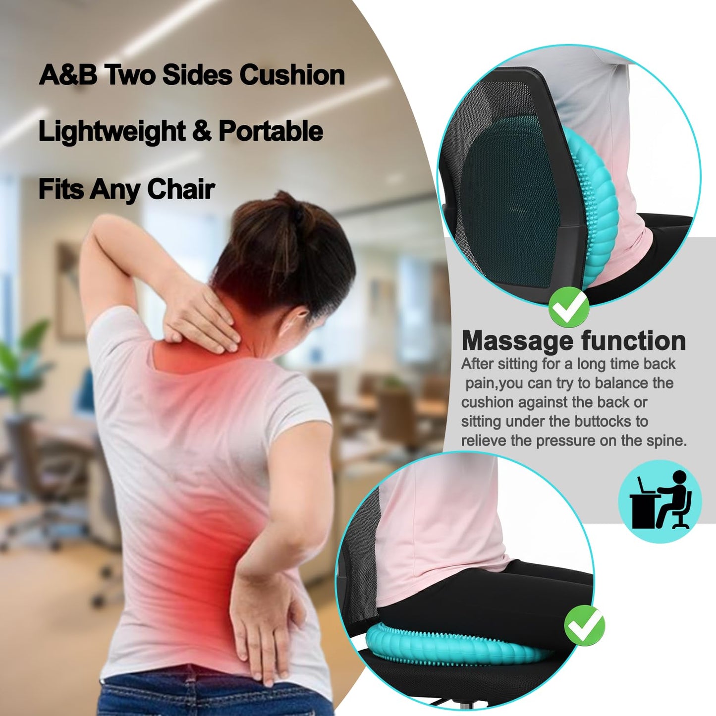 Hanstuten Wobble Cushion Core Balance Disc, Inflated Wiggle Seat Cushion to Improve Sitting Posture & Stay Focused, Non-slip Balance Pads for Physical Therapy & Core Strength(1Turquoise)
