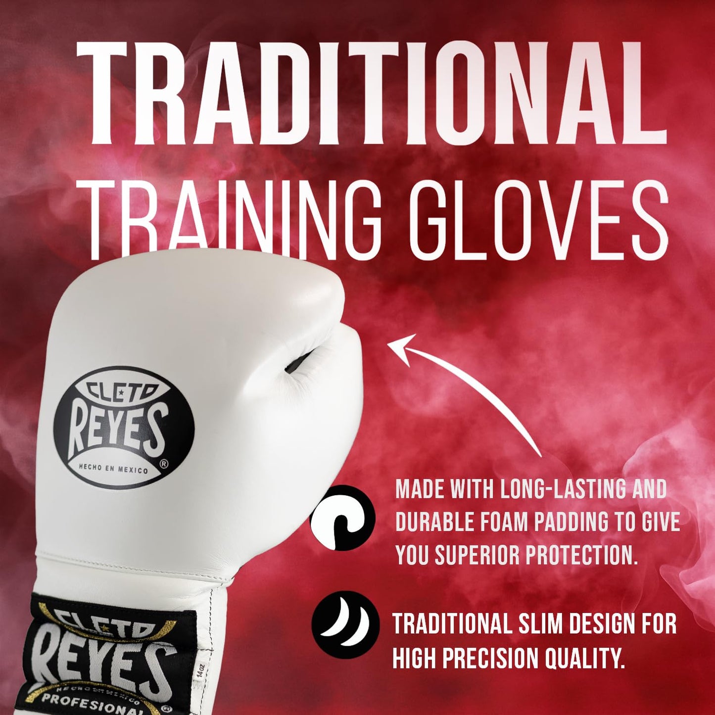 CLETO REYES Traditional Professional-Grade Boxing Gloves with Laces for Training, Sparring and Heavy Punching Bags for Men and Women, MMA, Kickboxing, Muay Thai, 12oz, Black CRE