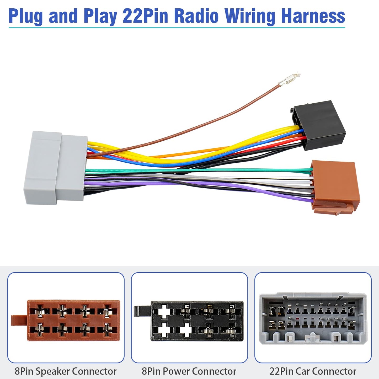 Commander 22Pin Radio Wiring Harness Adapter Compatible with Dodge Ram Caravan Charger Jeep Wrangler Chrysler Voyager