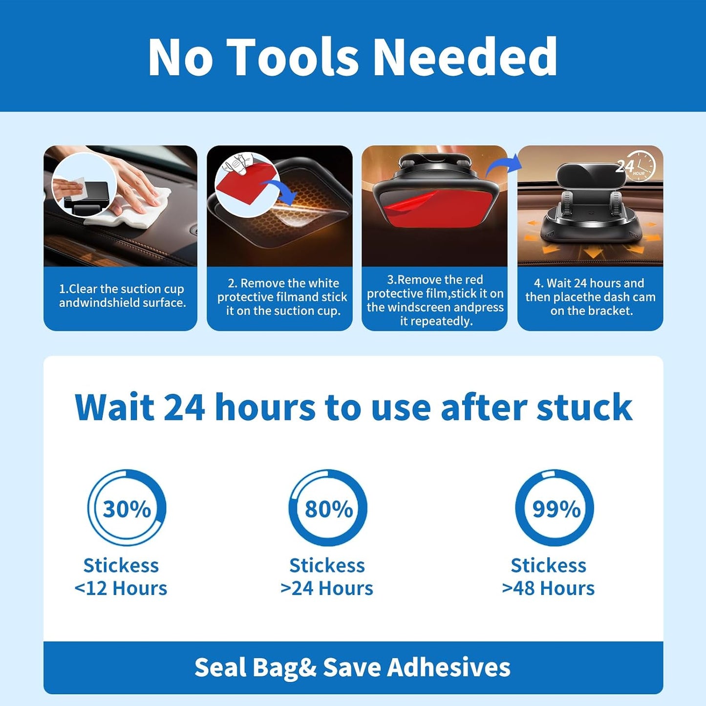 Suplogico 10 60% Pcs Double Sided Tape for Dash Cam - Ultra Heat Resistant Adhesive Pads for Windshield, Dashboard