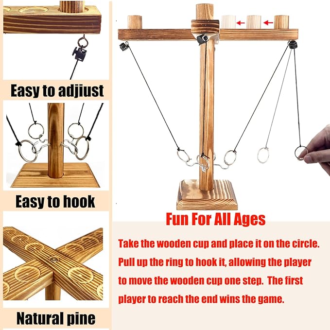 Ring toss Game for Adults,Yard Games,Wooden Rings for Ring toss,Outdoor Indoor Games,Bars Hook and Ring Game,Suitable for Camping,Party,Backyard Games.Adult Games for Game Night,