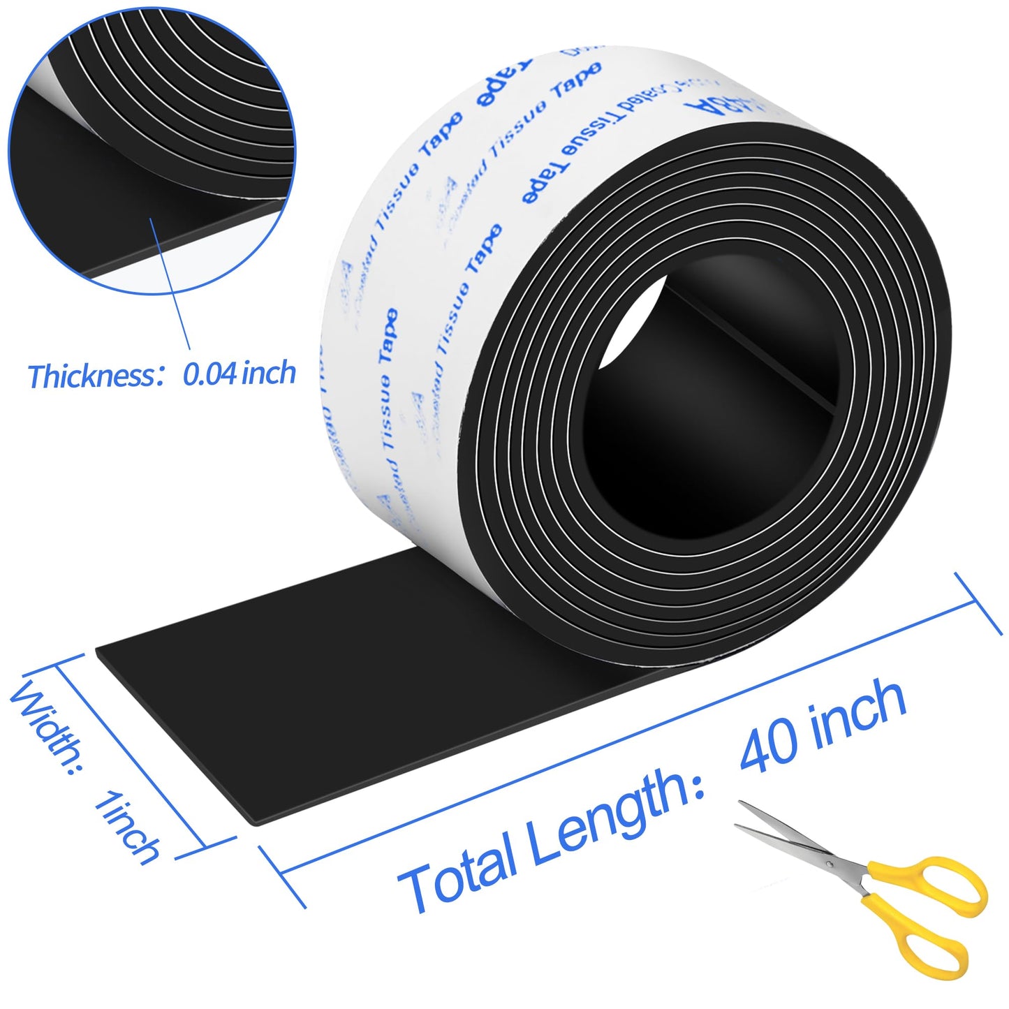Rubber Feet 2 Rolls, Adhesive Rubber Pad, Non Slip Pads for Furniture and Electronics 1x40 inch
