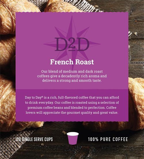 Day To Day Coffee French Roast Coffee Pods - 120 Count | Compatible with Keurig K-Cup Brewers