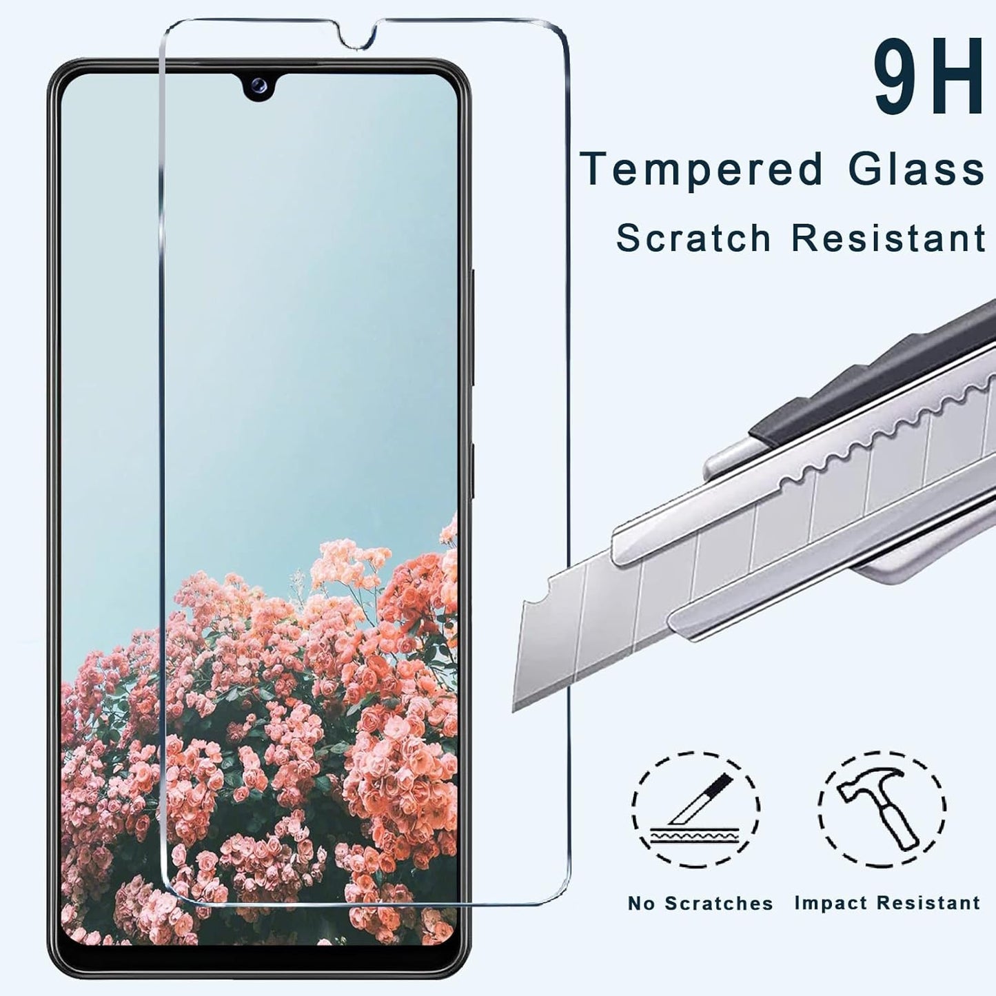 [3+3 Pack] A42 9H A42 5G Designed for Samsung Galaxy Screen Protector + Camera Lens Protector, Easy Installation