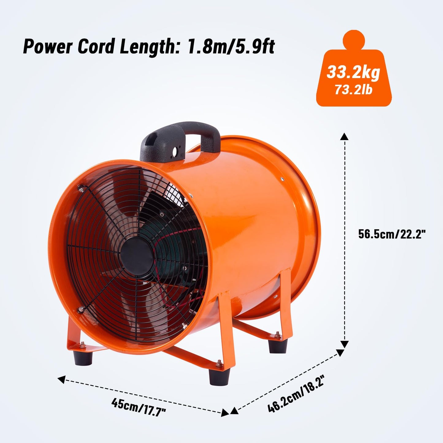 PeacefulHues 16 Inch Portable Exhaust Fan with 32.8Ft Duct, 3500 CFM Ventilator, Heavy Duty Blower for Workshop, Garage, Basement Ventilation