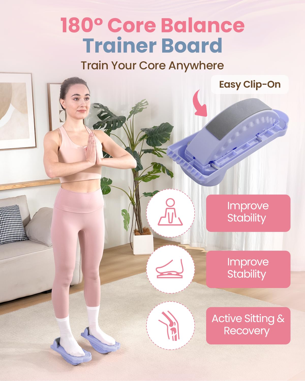 kisnbld Slant Board, 3 in 1 Calf Stretch Board with Foot Massager & Resistance Bands, 12-level Adjustable Incline Calf Stretcher for Relieving Calf Ankle Achilles Pain Balance Exercise Trainer, Purple