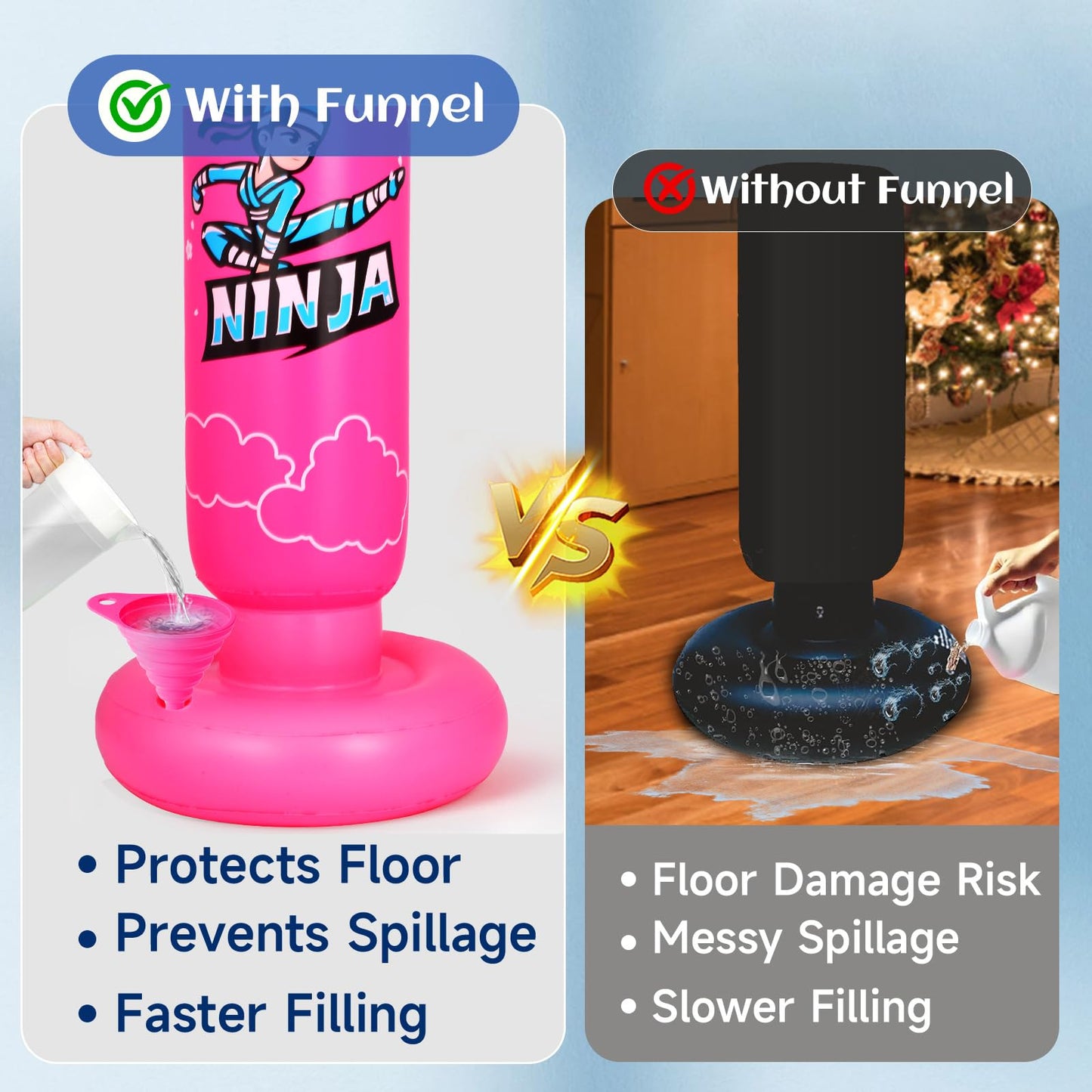 Onirii Kids Punching Bag Toy with Boxing Gloves,66 Inch Larger Stable Updated 4-in-1 Ninja Kids Inflatable Boxing Bag Set,Gifts for Boys & Girls Age 5-12 for Taekwondo,MMA and Practicing Karate