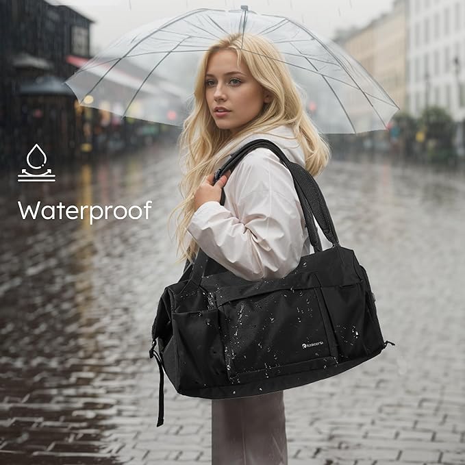 Small Gym Bag for Men with Shoes Compartment and Wet Pocket Convertible Duffle Bag and Gym Backpack Waterproof Sports Bag with 2 Bottle Holders Weekender Overnight Bag - Black