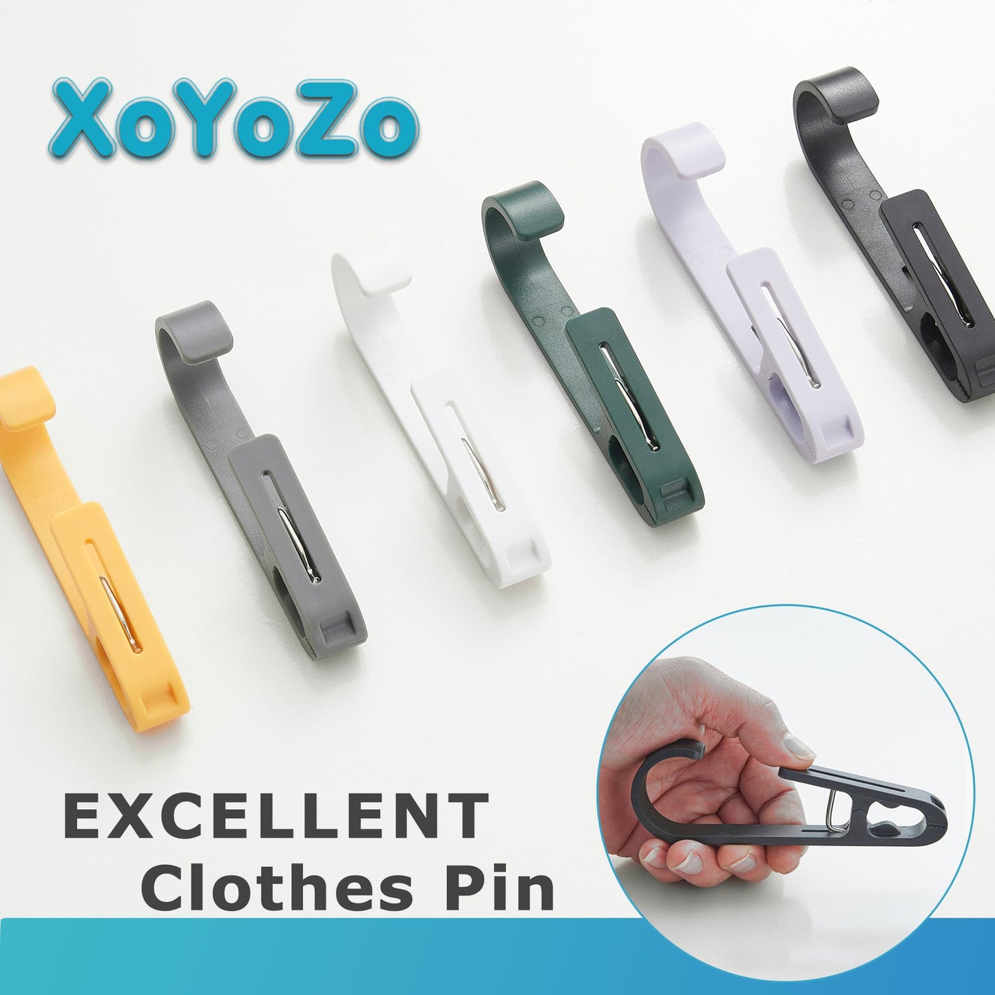 XoYoZo Laundry Hooks with Clips Hanger Closet Organizer Clamps Socks Boot Bras Towels for Bathroom Wardrobe Kitchen Office 4Pcs (Green)