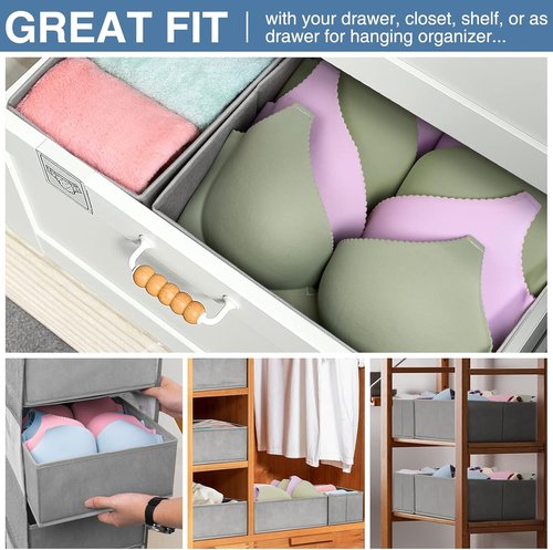 Criusia Drawer Organizer Set - 12 Pack with 4 Storage Baskets for Efficient Closet Organization