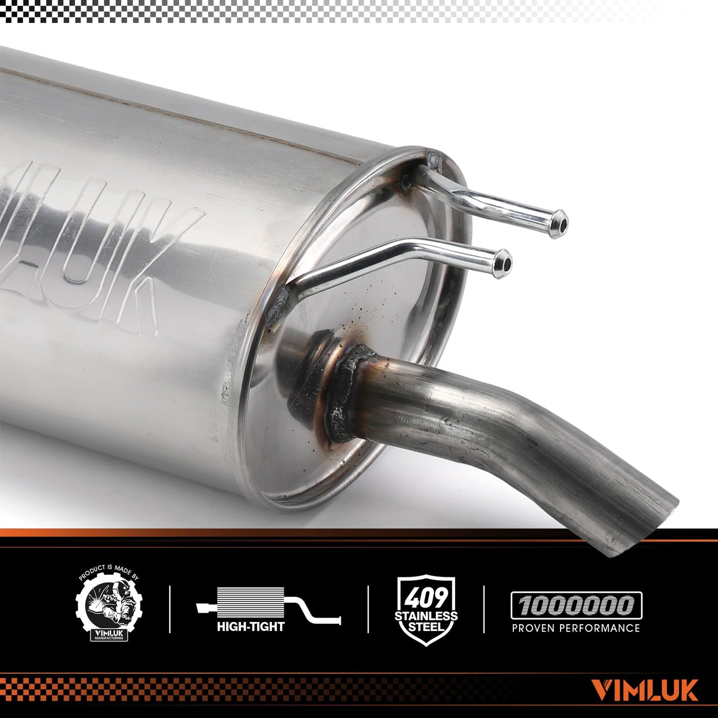 VIMLUK Stainless Steel Exhaust Muffler – Compatible with 2012-2015 Honda Civic Sedan/Coupe, (OEM P/N:18307-TR6-A01)Includes Gasket &Bolt Kit & Insulator – Mild Sound Level Performance (VK-HC09-54882)