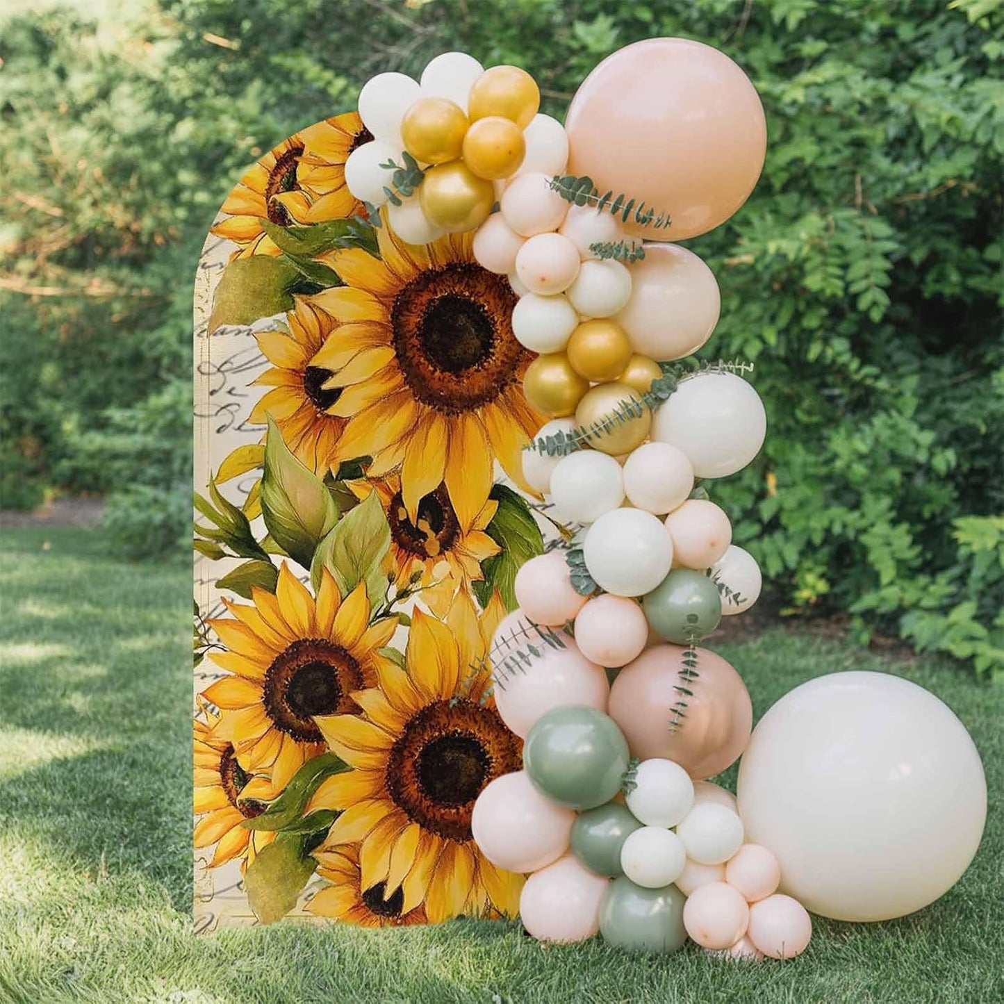 Jnbasdffb 7.2 Summer Sunflower Wedding Arch Cover, Stretchy Spandex Arch Backdrop Stand Covers FT, Oil Painting