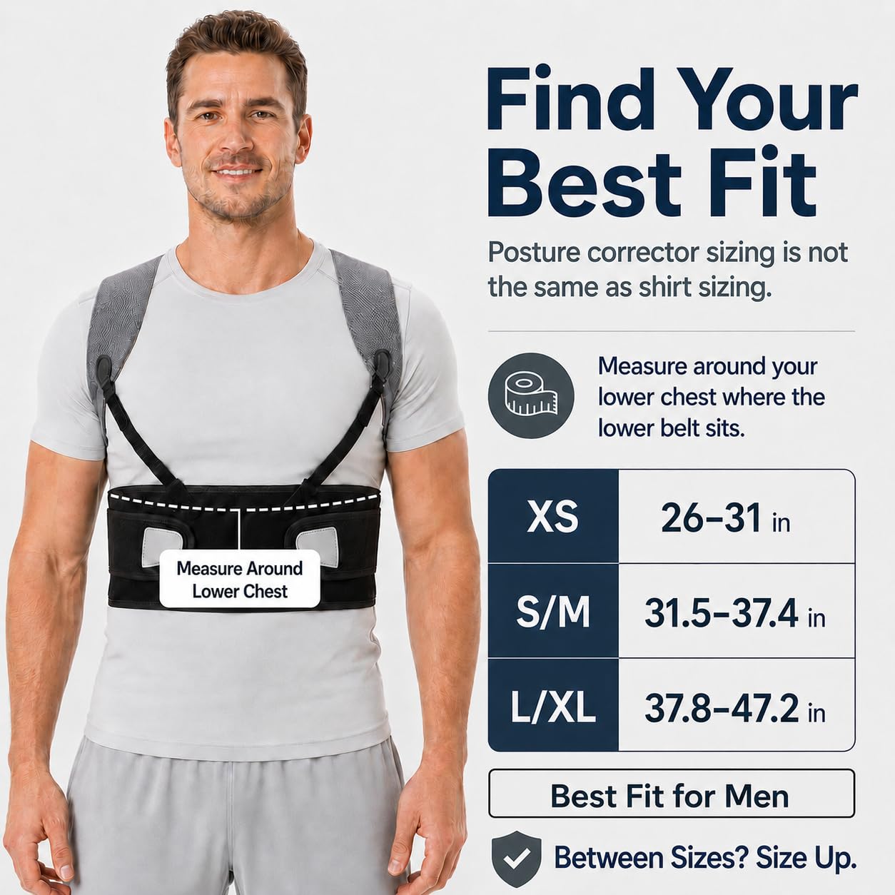 Posture Corrector for Men, Adjustable Upper Back Brace with Breathable Mesh Back, 4 Flexible Support Stays & Underarm Fit Adjustment, Back Straightener Helps Reduce Slouching Strain for Desk Work, Sitting, Reading & Posture Training
