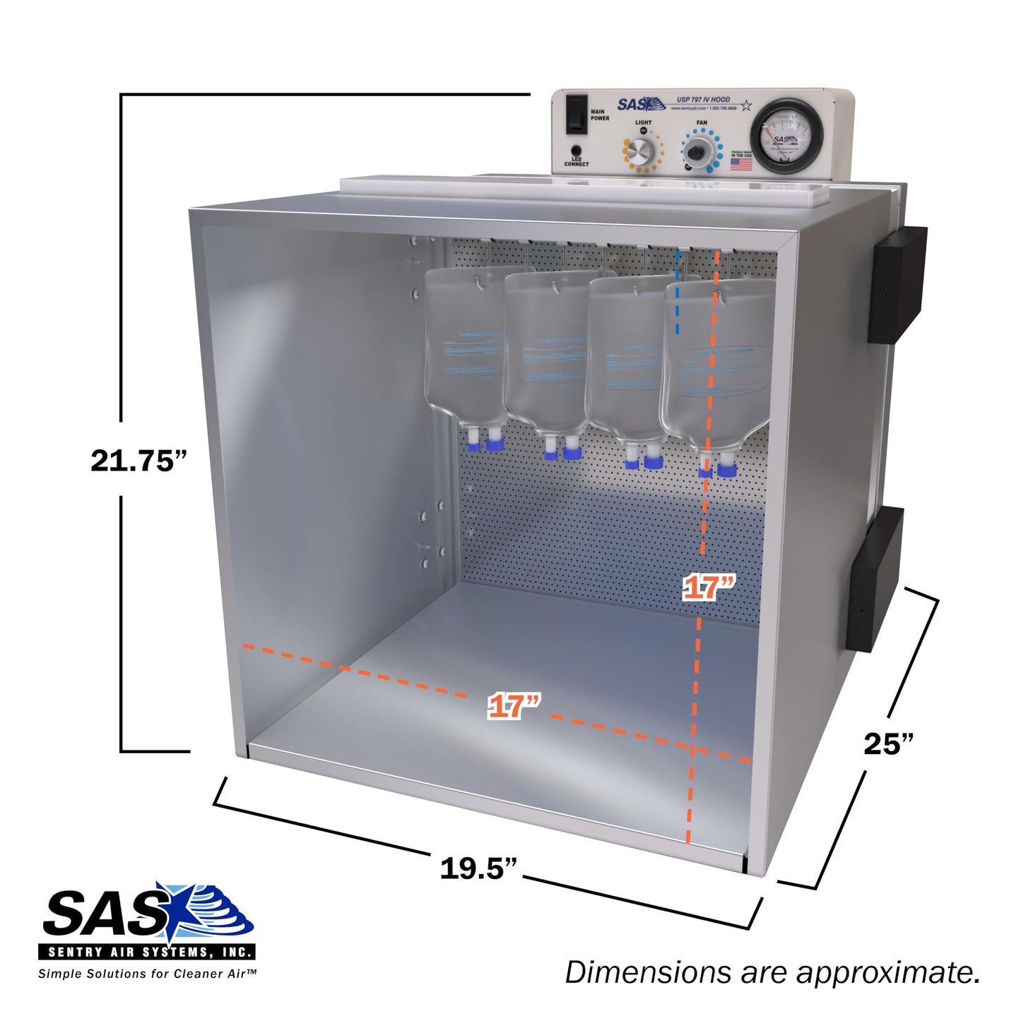 USP 797 IV Hood – 17” Laminar Flow Workbench for Advance Spiking and Preparing IV Bags – ISO Class 5 Cleanroom & USP 797 Certified – Horizontal Unidirectional Airflow