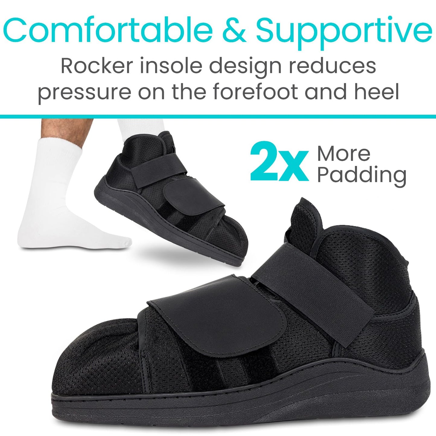 Vive Closed Post Op Shoe - Fracture Medical Walking Shoes for Women & Men - Orthopedic Recovery Shoe Brace - Foot Boot for Injured Feet and Broken Toe