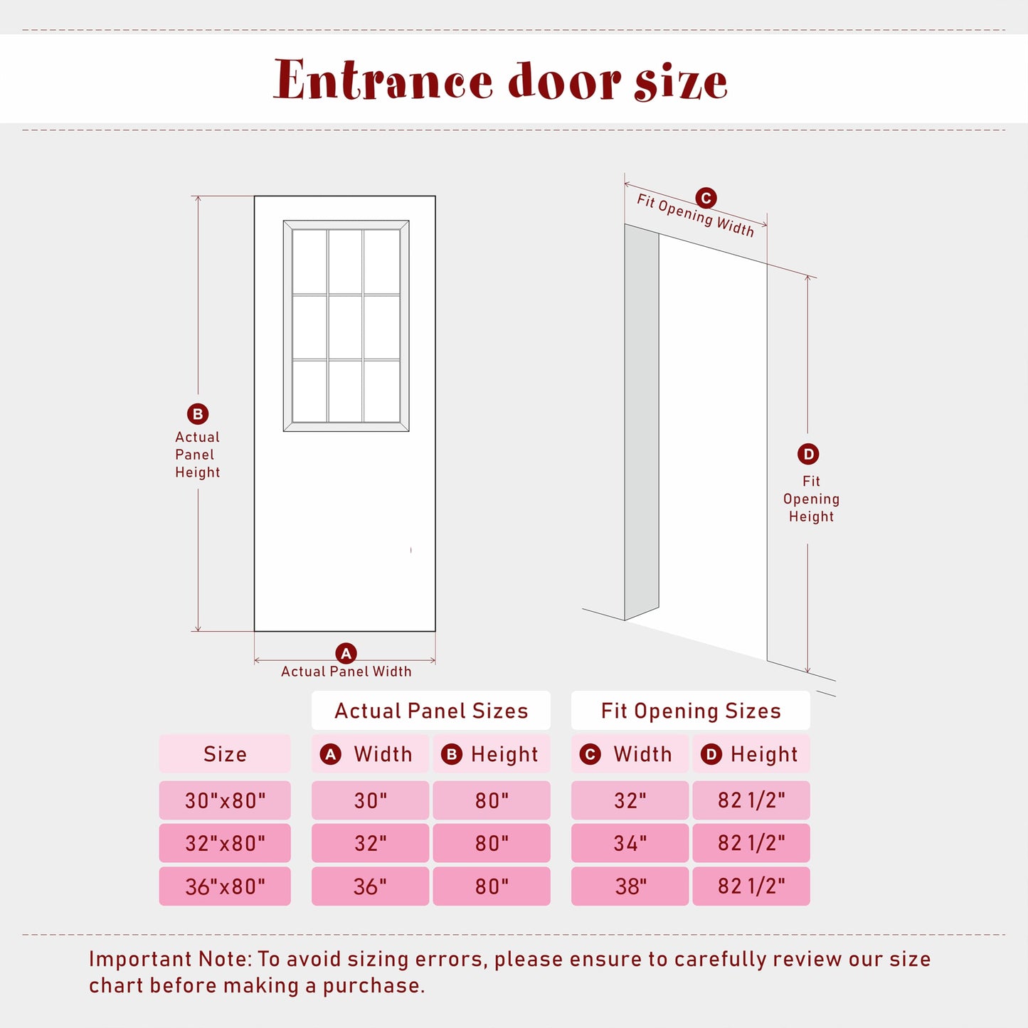 Lakenyon Entry Door, 30" x 80", 6-Panel Clear Glass Front Door, Solid Wood & MDF Exterior Doors, Waterproof Primed, Easy DIY Install-Pine