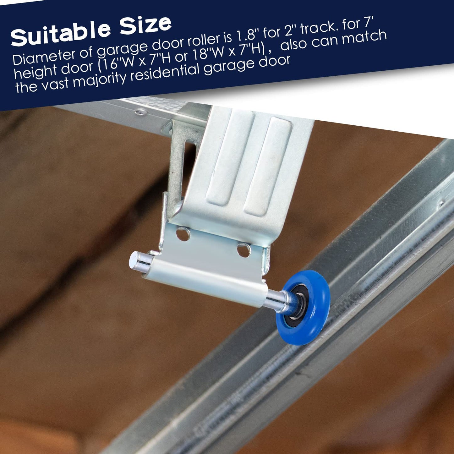 Lounsweer 117 Pcs Garage Door Rollers Hinges Set Bracket Screw Wire Rope Replacement Parts Nylon Garage Wheels Quiet High Load 6200RS Seal Roller Hardware Tune Up Kit for 16 x 7", 18 x 7" Door (Blue)