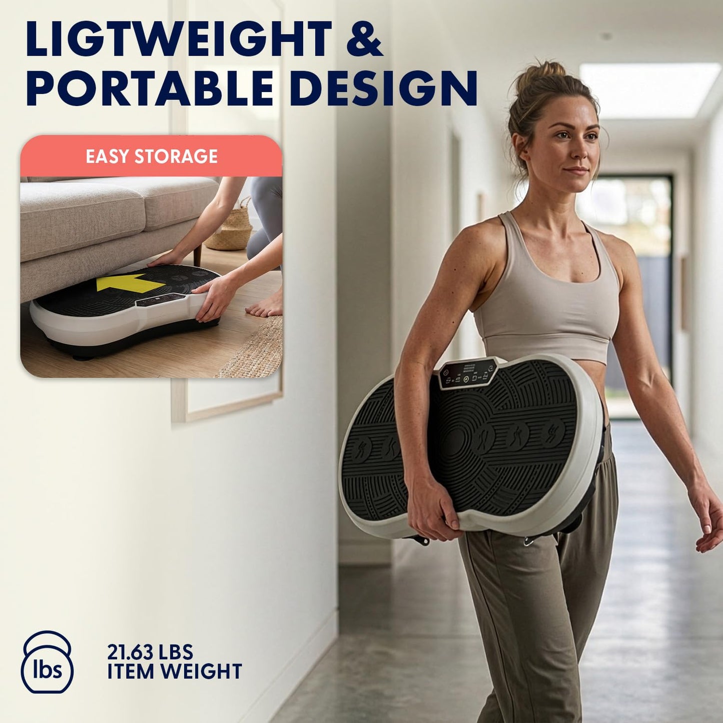 SQUATZ Vibration Plate Exercise Machine | Low-Impact Full Body Vibrator Plate with 99 Speed Levels & 9 Preset Programs | Resistance Bands & Remote Included | 265 lb Capacity | For Home & Office | Gray