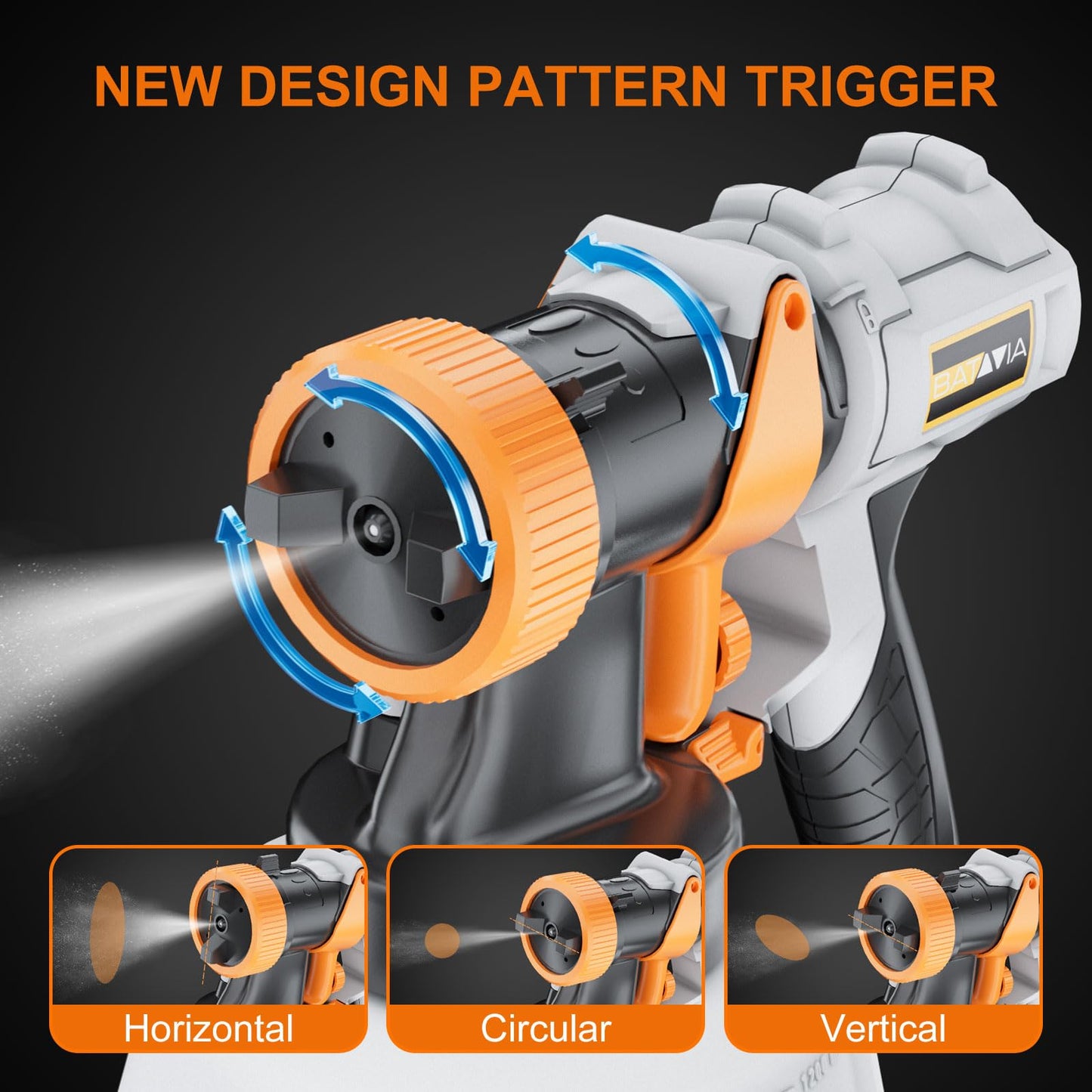 Upgraded Paint Sprayer-BATAVIA 700W HVLP High Power Spray Paint Gun with 6FT Air Hose, 4 Nozzles & 3 Patterns, Paint Sprayer for House Painting,Furniture,Cabinets,Fence,Walls,DIY Projects,etc