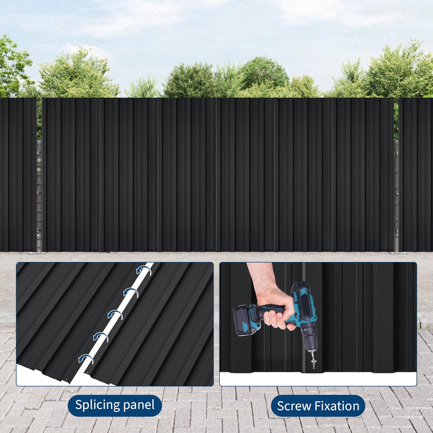 20 pcs Metal Roofing Panels, 5ft Galvanized Steel Corrugated Roof Sheets Gazebo Top Cover Garages, Sheds, Stables Replacement for Patio Outdoor Garden