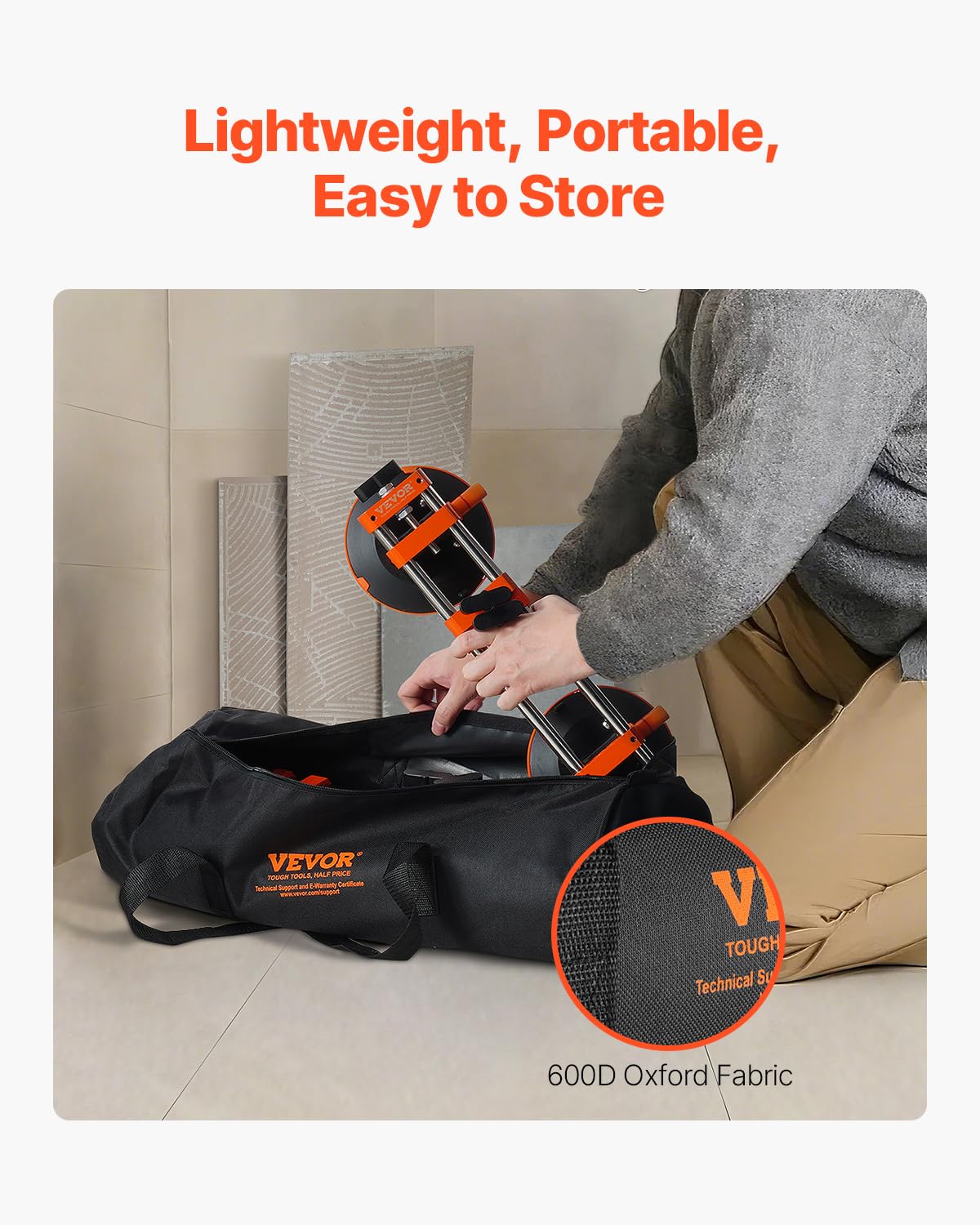 VEVOR Seamless Seam Setter 2 Packs with 6 in Vacuum Suction Cups for Seam Joining & Leveling, 530LB Professional Countertop Installation Tool for or Granite, Stone, Marble,Tile Gap Regulator Orange