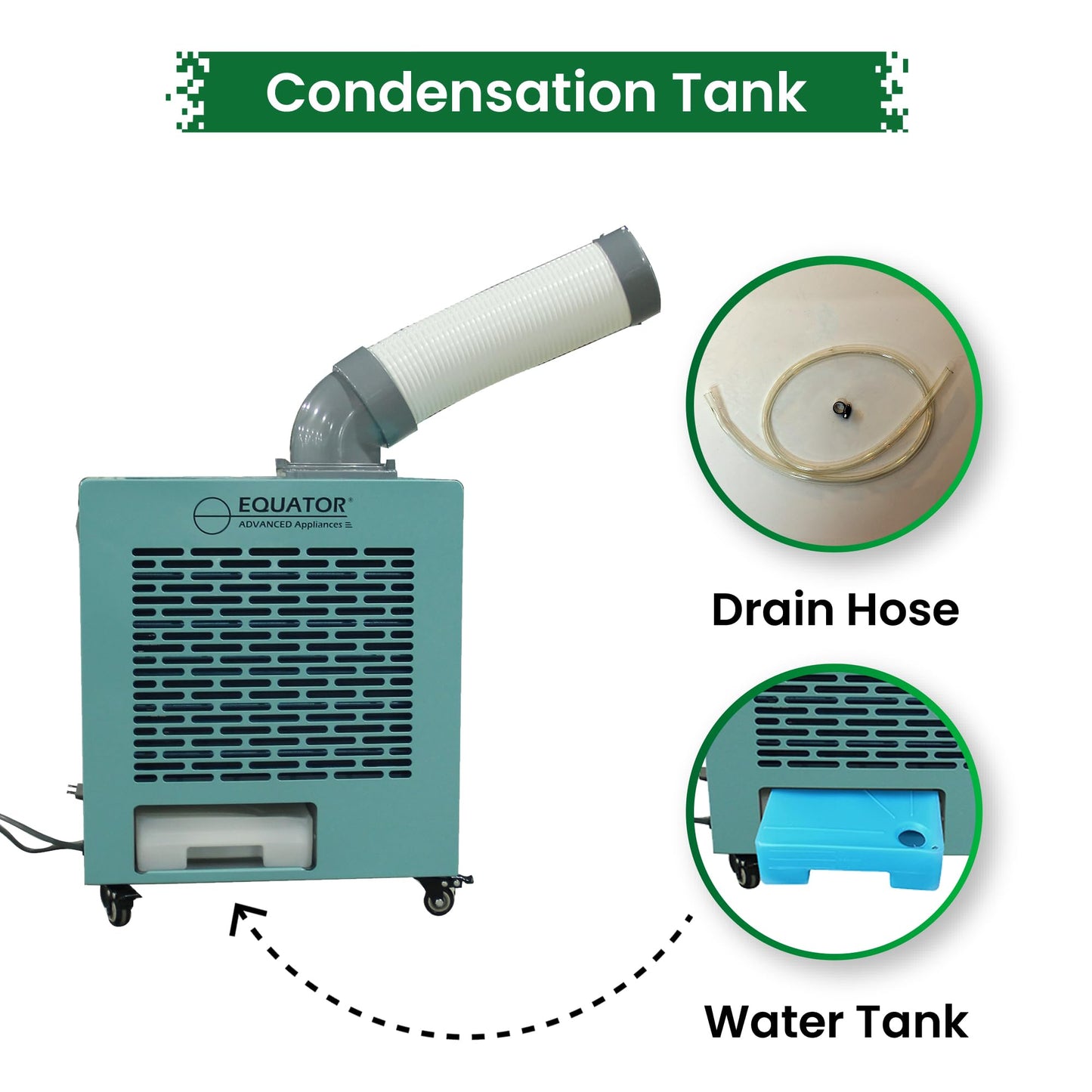 Equator 3-in-1, HEATER/Fan/AC 9000BTU Outdoor Air Conditioner IP24 Casters 110V (Turquoise Blue)