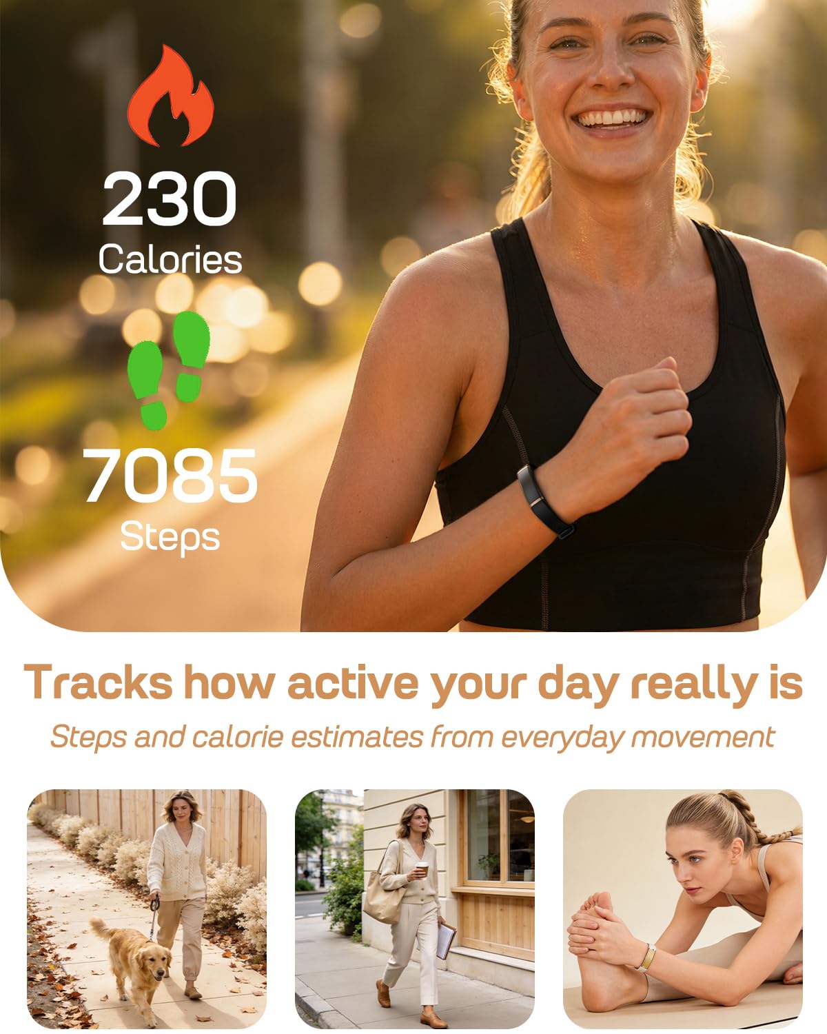 FITVII Screenless Fitness Tracker for Women Men, Health and Fitness Wearable with 24/7 Heart Rate, Blood Pressure and HRV Sleep Monitor, Subscription Free Activity Tracker for Android & iPhone