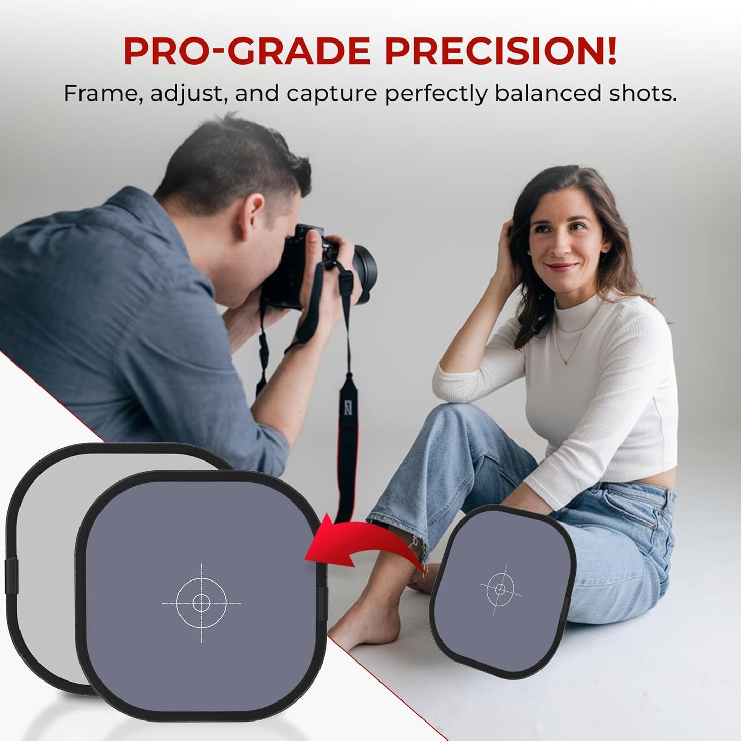Reflex Camera 30cm 18% Foldable Grey Card White Balance & Exposure Reference Portable Color Calibration Tool