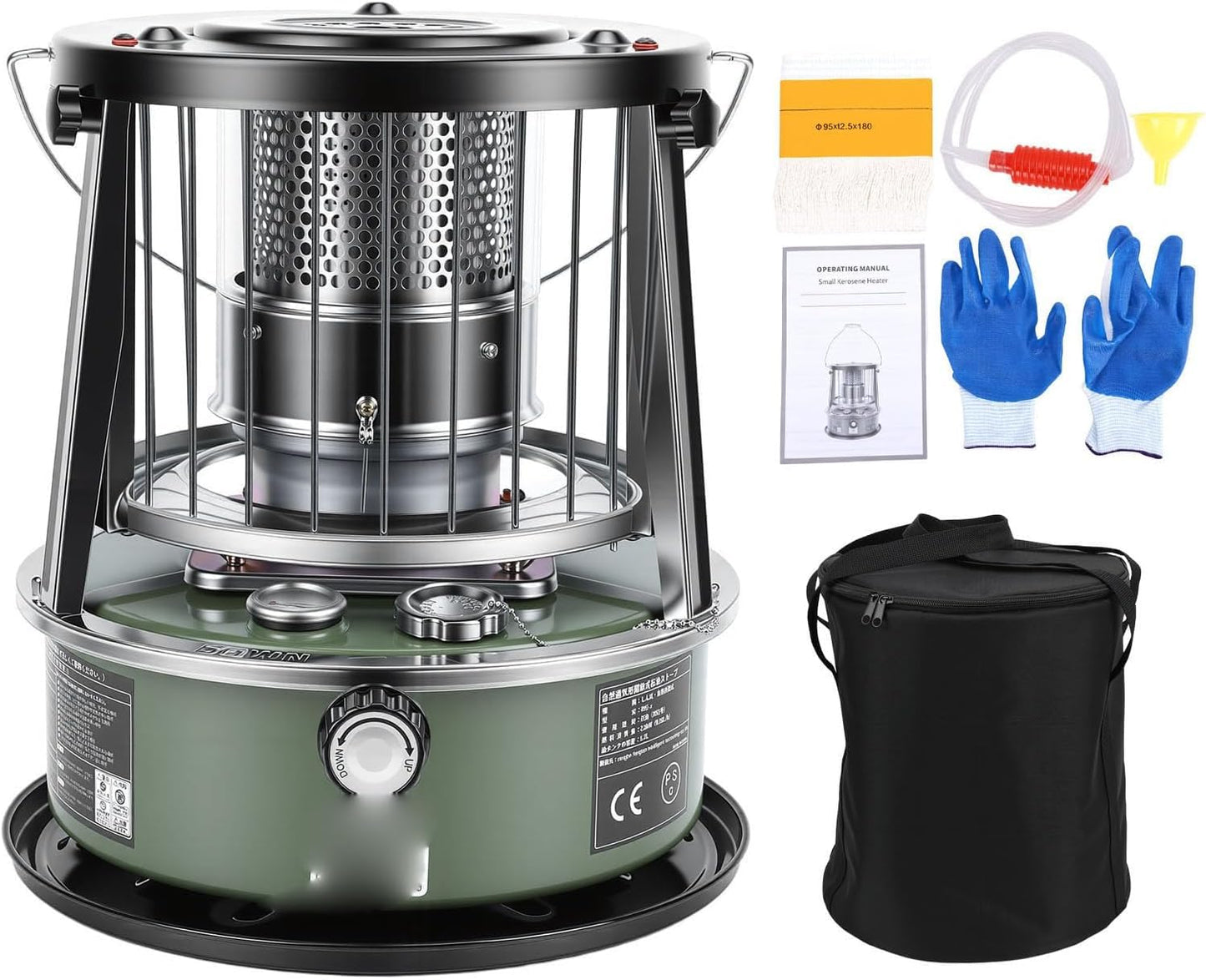 Luocute Portable Kerosene Heater, 5.2L Tank 20-25 Hours Heating with Adjustable Height Safety Net, for Camping Garage Home Emergency Indoor Outdoor Use