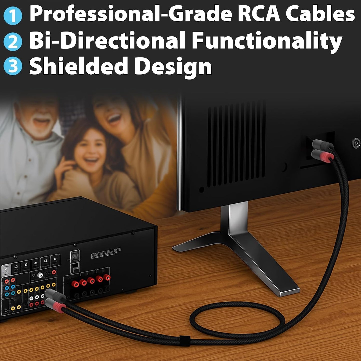 2RCA 2 3.3ft Cyberguys! RCA Audio Cable, to RCA Cables Car Audio Male to Male, Shielded Cables with Braided Jacket