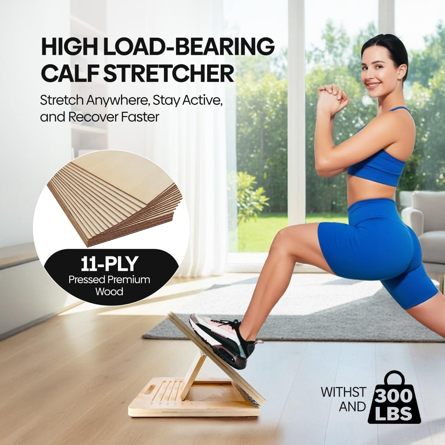 Zaloom Wooden Slant Board for Calf Stretching - 6 Adjustable Angles, 400 Lbs Capacity Calf Stretcher Slant Board for Squats, Knees, Ankle, Leg, Heel & feet, Squat Wedge & Physical Therapy Equipment