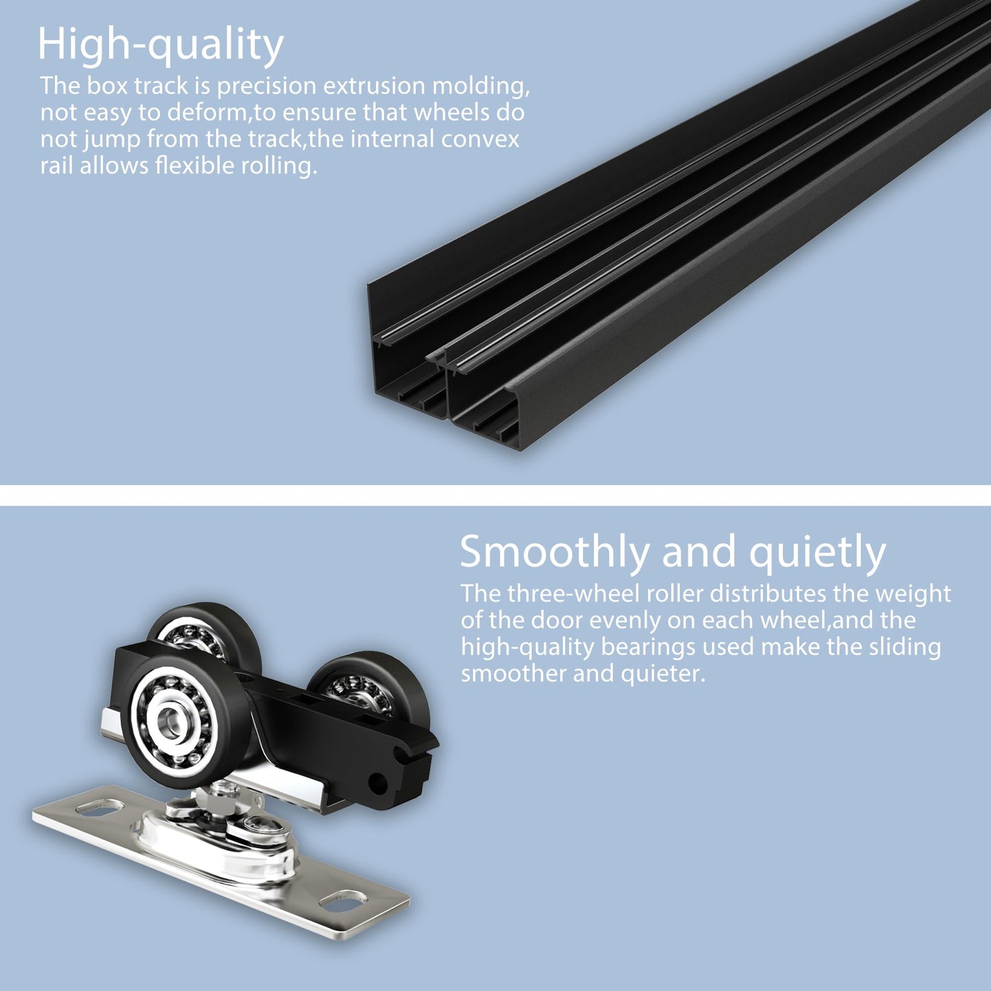 Sdstone Heavy Duty Bypass Door Hardware 72"/6FT,Aluminum Sliding Closet Door Track Hardware for Cabinet Closet, Pocket Door Track Rail Set for 2 Door System,Smoothly and Quietly,Black
