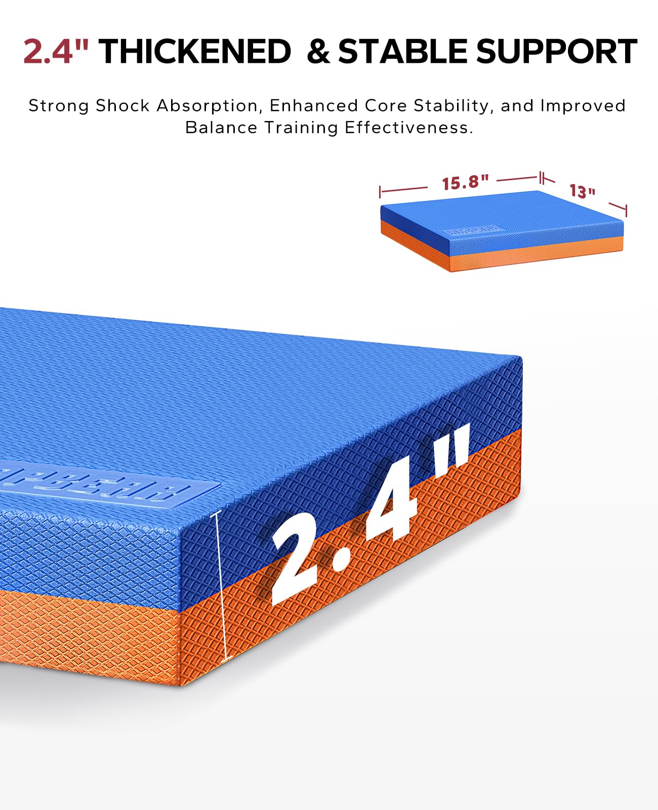 HAPBEAR Exercise Balance Pad - 15"x12" Non-Slip Textured Bottom Stability Training Mat - 2.25" Thick Soft Cushioned Foam for Adults, Physical Therapy, Core Training & Home Workouts - Blue