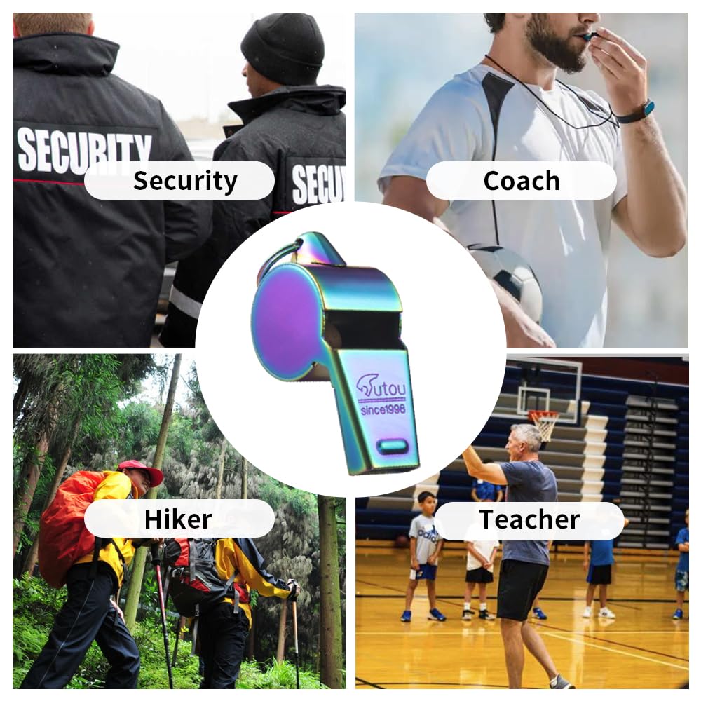 HUTOU Whistle 2 Packs Stainless Steel Coach Sports Whistle with Lanyard, Loud Crisp Sound Whistle Ideal for Coaches, Referees, and Official