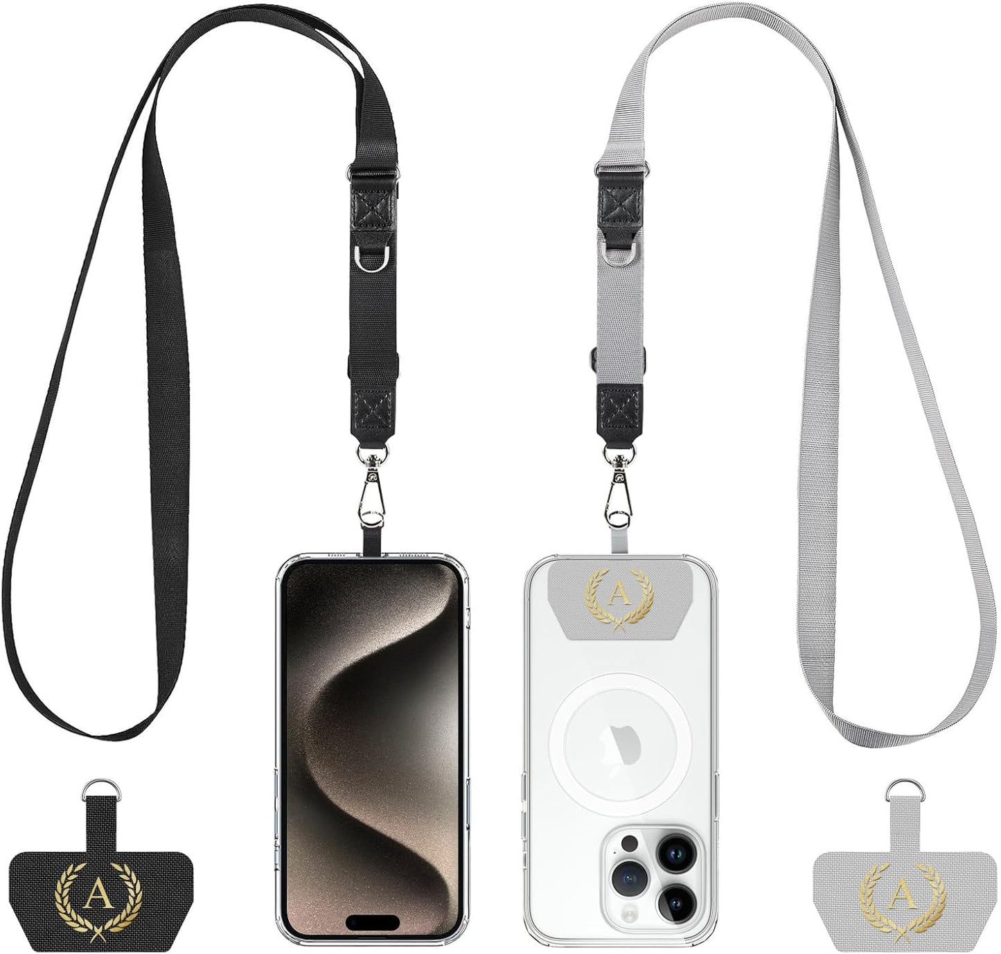 Cordivo 2 Pack-2Adjustable Strap,2Letter Cell Phone Lanyard Crossbody Patches,Universal Neck Strap Compatible with Most