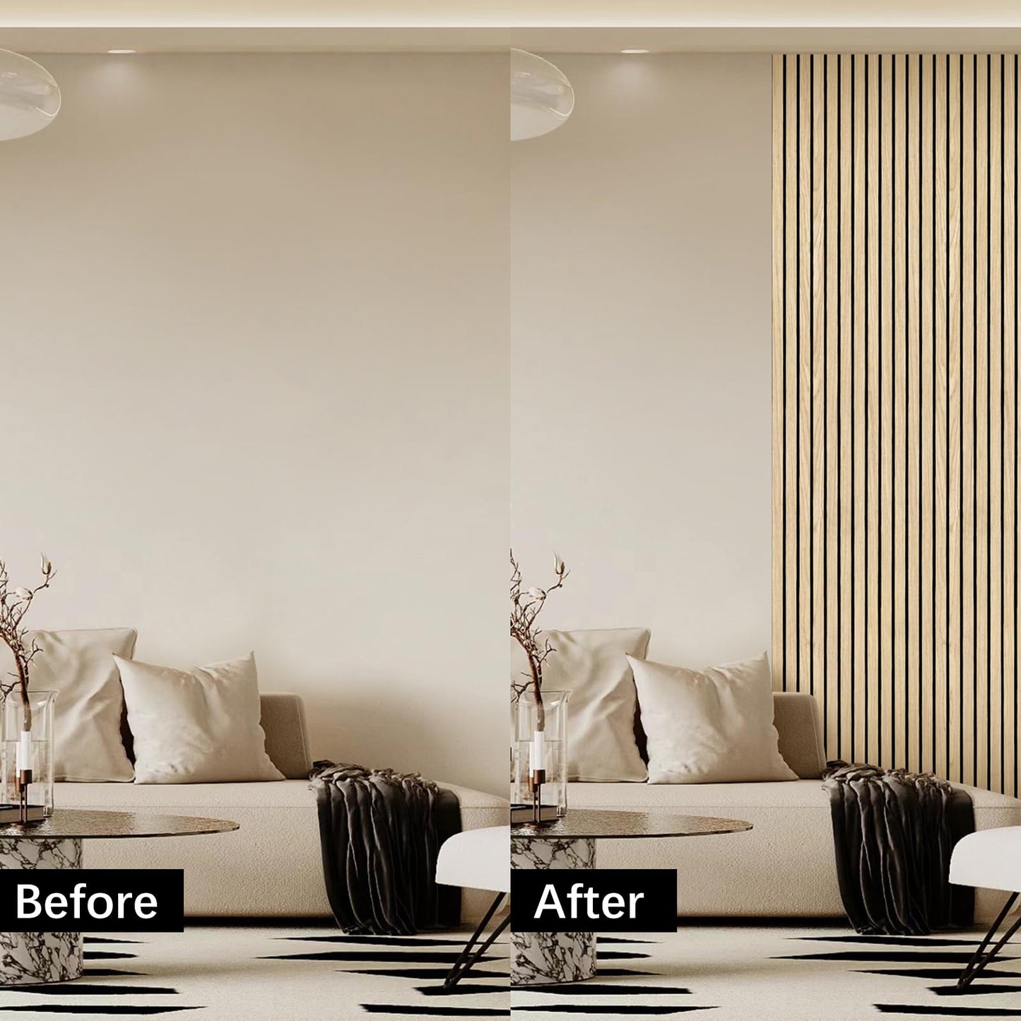 ARMURO Wood Slat Wall Panel 2 PCS - Extra-Long Wood Wall Panels for Soundproof Home & Office, Easy Peel and Stick Acoustic Panels for Noise Cancelling (Oak 11.8"W x 94.5"L)