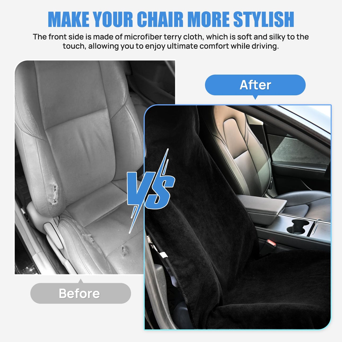 Nilight Car Seat Cover Black Terry Fabric Water and Sweat Absorbent Ideal for Running Gym Workouts Beach Swimming and Hiking Suitable for Cars Truck SUV