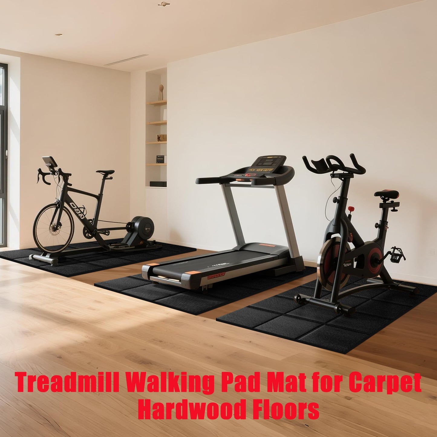 Treadmill Mat for Carpet &Hardwood Floors 79x39, Treadmills Mat, Mat for Under Treadmill/Walking Pad/Exercise Bike on Carpet, Hardwood Floors Protectior, Non-Slip, Waterproof, Noise Shock Absorption