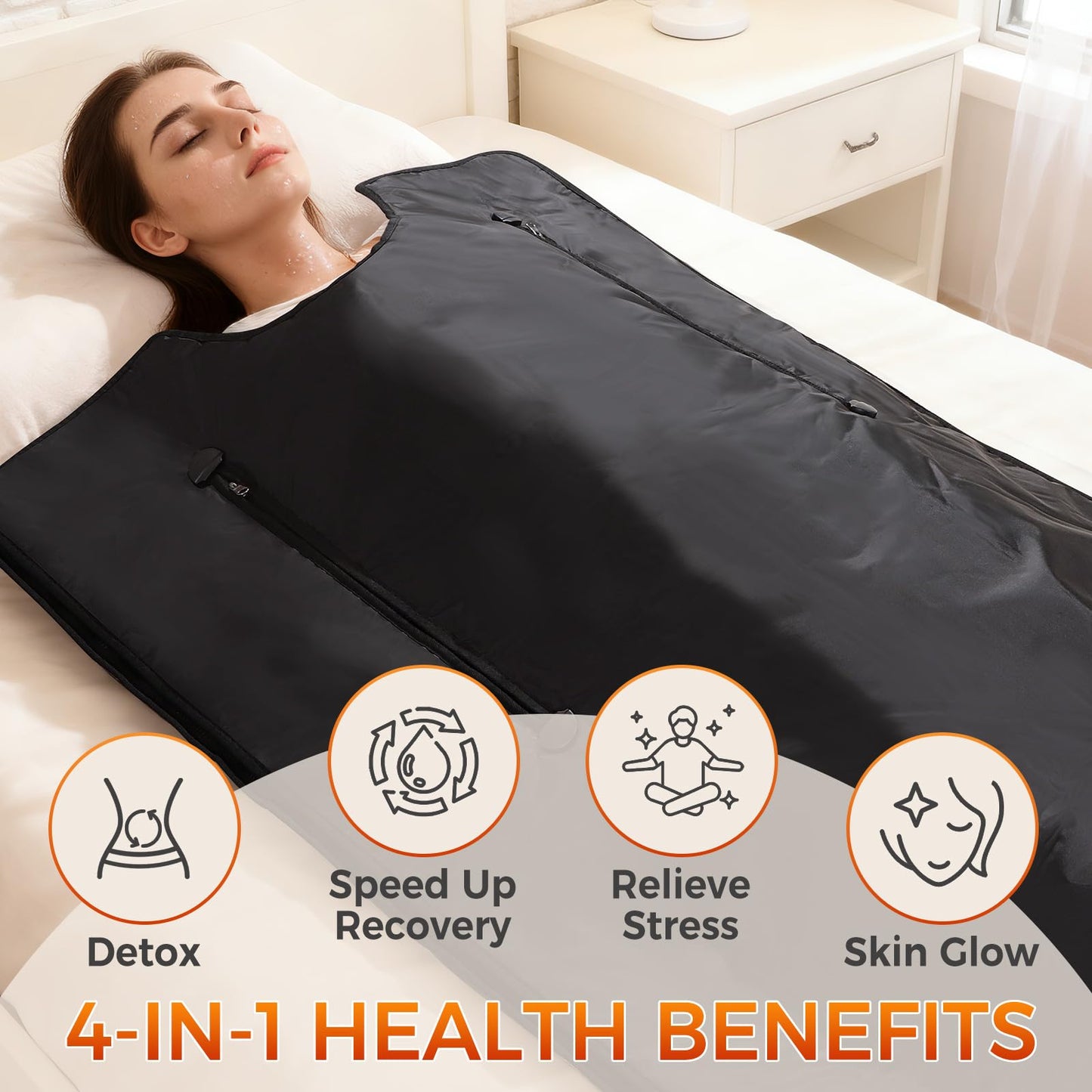 Portable Infrared Sauna Blanket for Home, 86-176℉, Detox, Circulation, Full Body Far Infrared Heating for Weight Loss, Stress Relief, Relaxation & Muscle Relief, Fast Heat-Up&Carrying Bag, 5.88x2.63ft