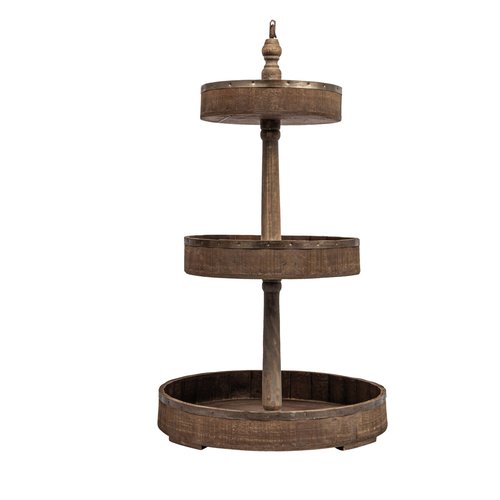 Decorative Wood & Tin 3 Tier Tray